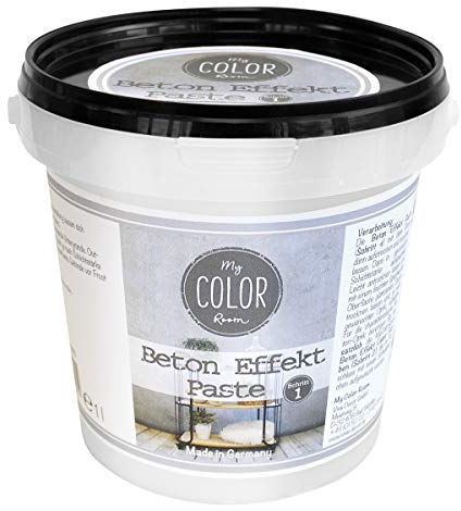 My COLOR Room Beton Effekt (Grau, 1L) Effekt Paste zum Basteln für drinnen und draußen - Betonoptik Farbe - Beton für Kreative Deko - Betonfarbe zum Basteln - Made in Germany
