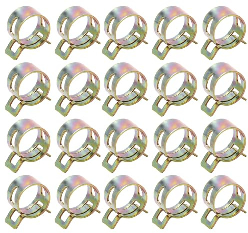 MroMax 1,4 cm ID, konstante Spannband, Schlauchschellen, 14 mm, Federband, Schlauchschellen, Manganstahl, Klemme für Kraftstoffleitung, Silikonschlauch, Gelb, 20 Stück
