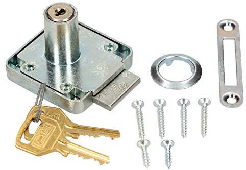 KOTARBAU Möbelschloss 42x42 mm Aufschraubschloss mit 2 Schlüsseln Zylinder-Möbelschloss Schrankschloss Schloss Schubladenschloss