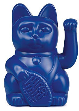 Lucky Cat Dark Blue - dunkelblaue Winkekatze | Japanische Deko-Katze in angesagtem Farbton 15 cm groß