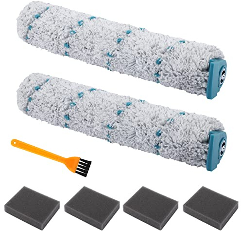 KEEPOW Zubehör Set für Leifheit Akku Saugwischer Regulus Aqua PowerVac | Effiziente Reinigung, Motorschutz, 2 Mikrofaserwalze, 4 Schwammfilter, 1 Reinigungsbürste, für LH11914 LH11922 LH11923