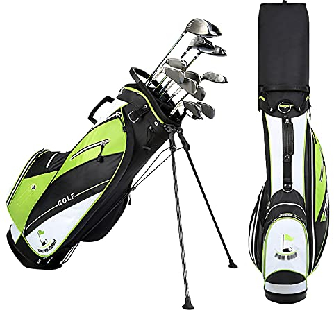 Yclty Sac de Golf 14 Way Divider, Golf Club Stand Carry Trolley Bag Portable avec Double Sangles pour Un Transport Facile, Bags Golf Sac Trépied Adulte Unisexe - Bleu/Orange/Vert