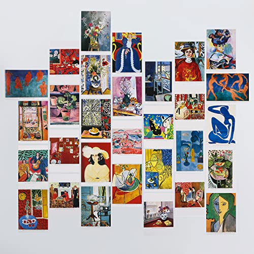 EDENMS Henri Matisse Kunstpostkarten, berühmte Malerei, abstrakte Kunst, Postkarten, Großpackung (30 Stück), Vintage-Fotocollage-Set, Postkarten, Poster für Schüler, Lehrer, Dankeskarten