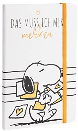 United Labels The Peanuts Notizbuch Snoopy, liniert, 80 Blatt, 13x21 cm, Hardcover Notizheft mit Gummiband, Das muss ich mir merken