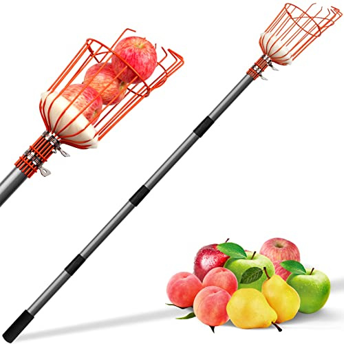 Walensee 3 m Obstpflücker, verstellbares Obstpflücker-Werkzeug mit leichter Edelstahlstange und großem Korb, Obstfänger-Ausrüstung, Baumpflücker für Äpfel, Mango, Birne, Avocados, Obstpflückung