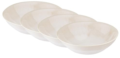BUTLERS 4er-Set Schalen Steinzeug - ATLANTIS - spülmaschinenfest | Farbe Beige - 550 ml - Müslischalen für Müsli & Joghurt - Suppenschalen für Suppen & Eintöpfe - mikrowellengeeignet