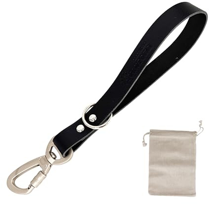 Kurze Leder-Hundeleine mit Sicherheitskarabiner. 32 cm. | Handgefertigt in Spanien aus hochwertigem spanischem Rindsleder; für große Hunde oder zum Halten mehrerer Leinen.