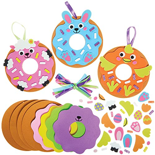 Baker Ross FX541 Oster-Donut-Bausätze - 8er-Pack, Schaumstoff-Osterdekoration für Kinder