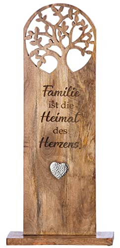 GILDE Holz Deko Standrelief XXL - Lebensbaum Familie & Heimat - Geschenk Einzug Eigenheim - Naturfarben Höhe 86 cm