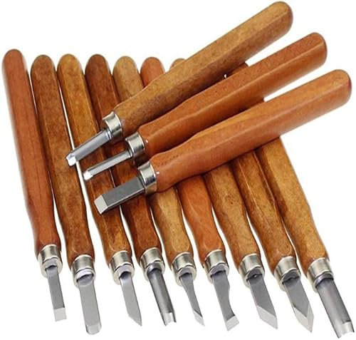OITTo Holzgriff 12-teiliges Skalpell-Werkzeug Holzschnitzwerkzeug-Set Cutter Holzschnitt-Messer-Handwerkzeug-Kit, Kohlenstoffstahl