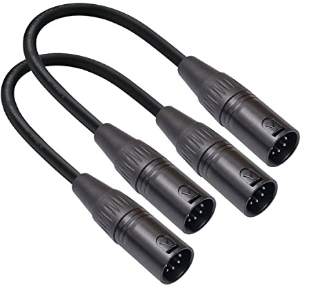 SZLliyxs 2 Pack 5-Pin XLR Male to Male Cable,1FT,Professional Lighting Control & Audio Adapter with Gold-Plated Connectors,for Stage/DJ Equipment