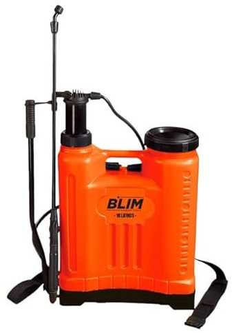 BLIM Sulfatadora Mochila de Espalda Manual 18L - Pulverización con Bomba de Presión hasta 4 Bar [Boquilla Regulable] - Pulverizador a Presión - Diseño Tipo Mochila Naranja