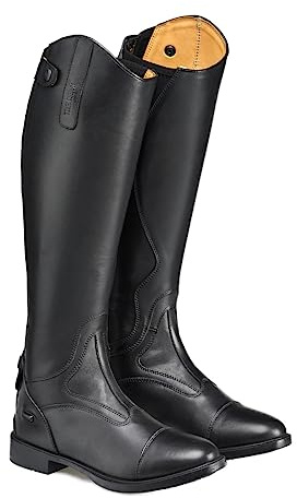 Harry Hall Burlington II Long Riding Boot - Full Leather, Streamlined Design, Elastic Panel for Perfect Fit, Zip and Press Stud Fastening Black Size 4