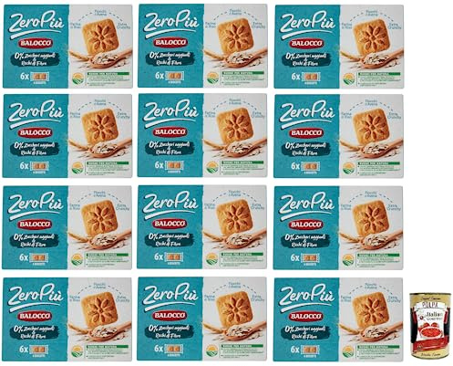 Italian Gourmet Zero Più biscotti senza zuccheri aggiunti galletas 12 x 230 g | Con farina di riso e fiocchi d'avena; extra crujiente para café, té y, peso neto total 2,76 kg + Polpa 400 g gratis