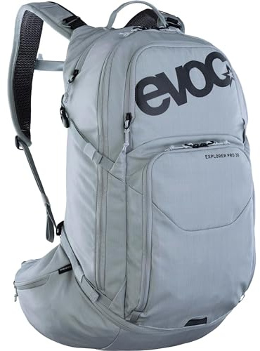 EVOC EXPLORER PRO, Rucksack (optimale Passform, AIR FLOW CONTACT SYSTEM, AIRO FLEX Hüftgurt, inklusive Trinkblasenfach für Trinkblasen und Regenhülle, angenehmer, hochwertiger Daypack)