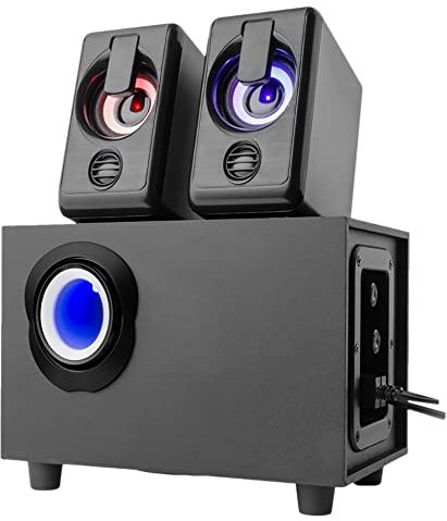 Azwamkue de altavoces estéreo multimedia con subwoofer con entrada de audio RGB de 3,5 mm adecuado para PC portátil