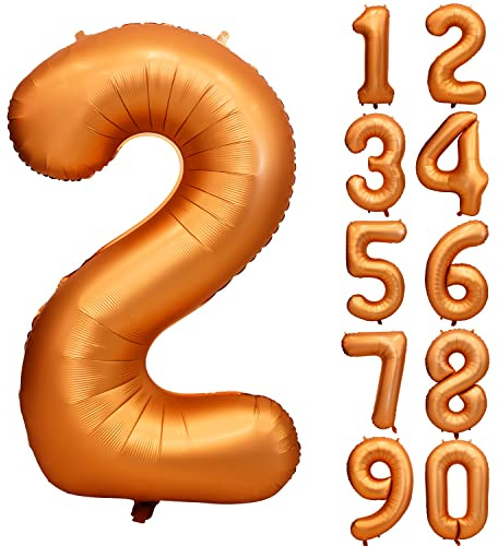 Palloncino di compleanno arancione numero 2 grande palloncino in lamina arancione con numeri 2 palloncini a elio per matrimonio, baby shower, anniversario, decorazione di compleanno per ragazze e
