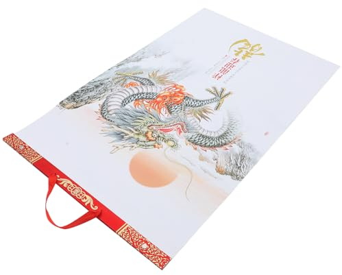 SEWACC Chinesische Neujahrskalenderrolle 2024 Jahr Des Drachen Wandkalender Chinesischer Mondkalender Tierkreistiere Monatskalender Hängekalender Heimdekoration a