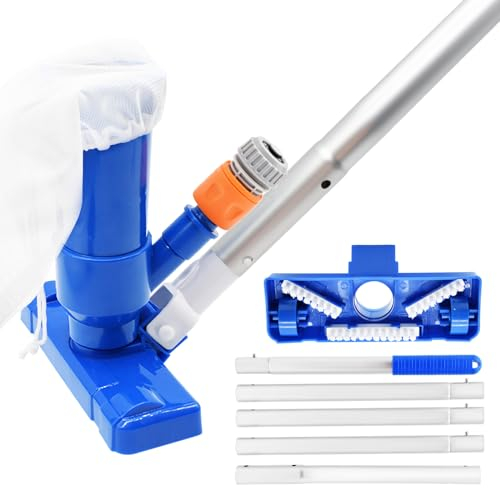 Portable Handheld Pool Vacuum for Above Ground Pool - Upgraded Swimming Pool Jet Cleaner Underwater Vacuum Kit W/Brush with 5 Section Poles of 70, Small Vacuum for Spas, Ponds, Floors, Fountains