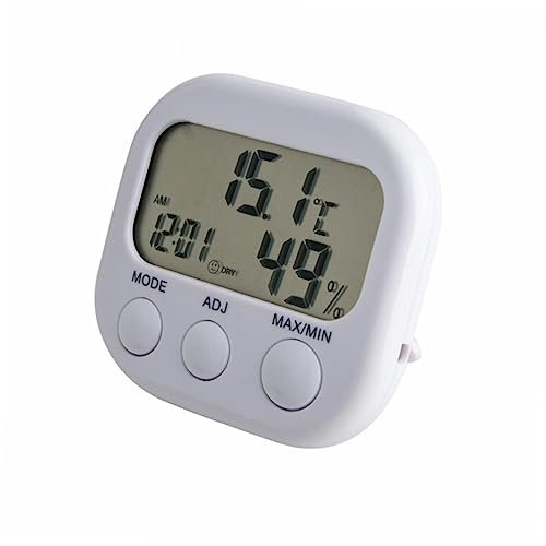 PRETYZOOM lcd display lcd monitor Luftfeuchtigkeit hygro thermometer raumthermometer innen digitales Thermometer Innenthermometer Feuchtigkeitsmonitor Anzahl Wecker Weiß