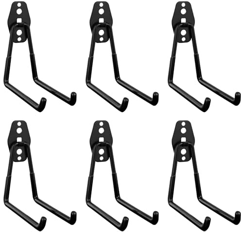 TMY Garagenhaken 130H x 125L x 60B 20kg | Wandhaken Gummiert | Gerätehaken Fahrrad Aufhängung | Haken für Gartengeräte | Wandhalterung zum Schrauben | für Werkzeuge Leiter Halterung