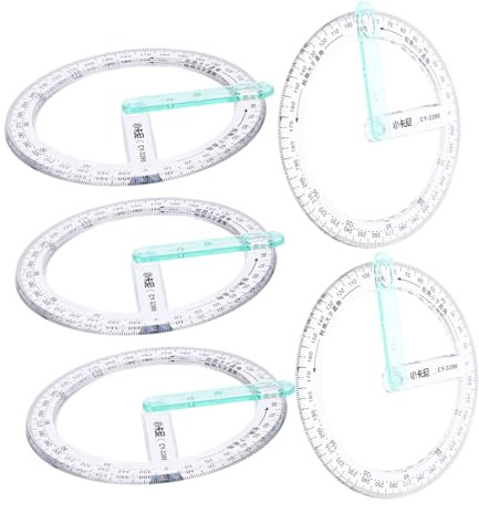 Parliky 5pezzi Goniometro Plastica Trasparente Per Misurazione Angoli Strumento Geometrico Per Studenti e Designer Per Progetti Di Architettura e Lavori Manuali