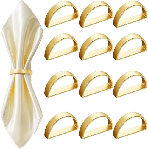 12 PCS Serviettenringe Gold, Serviettenring, Serviettenringe aus Metall, Elegante Serviettenschnallen Serviettenschnallen für Tischdekoration Valentinstag Ostern Hochzeit Weihnachten Abendessen Party