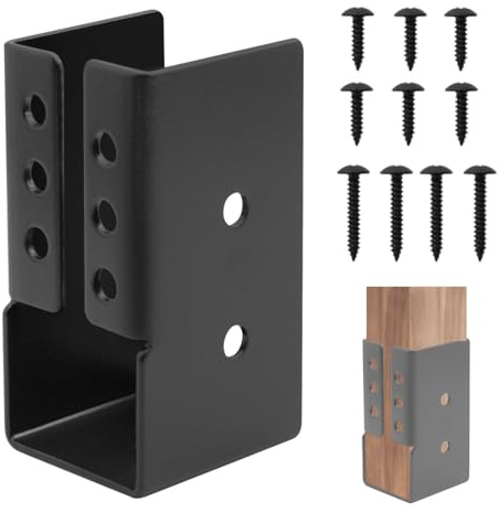 Andorm 4 Pack 2X4 Concealed Joist Hanger Bracket for Wood, Pergola Rafter Bracket 2 x 4 Powder Coated Black with Screws for Beam/Swing/Handrail/Fence