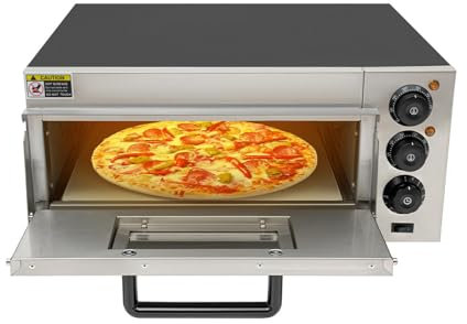 Pizzaofen Elektrisch, 2000W Edelstahl Pizzaofen mit 1* Handgriff and Paar Handschuhe, Temperaturbereich 50-350℃, 0-30min, Pizza oven für Backen von Pizzen, Snacks, Brezeln 57 * 47,5 * 27.5cm