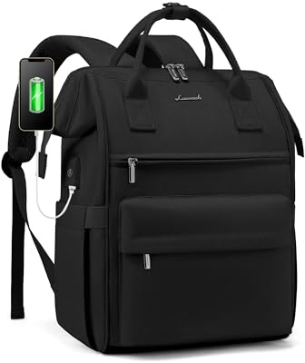 LOVEVOOK - Zaino da donna per PC portatile da 15,6 pollici, antifurto, impermeabile, per viaggio, lavoro, scuola, college, zaino da viaggio pieghevole, A nero., 15,6