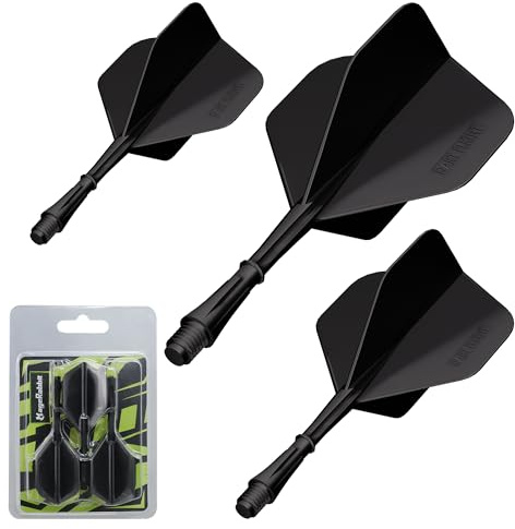 MageRabbit Darts gjutna dartpilar flygning och dartstjälk professionella darttillbehör paket med 3 pilflygningar och axlar 3 färger (svart)