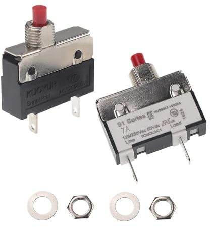 Interruttore termico a pulsante da 7 A, 125/250 V AC, 50 V CC, protezione da sovraccarico, terminali di connessione rapida, interruttore di ripristino manuale per motore, frullatore, aspirapolvere,
