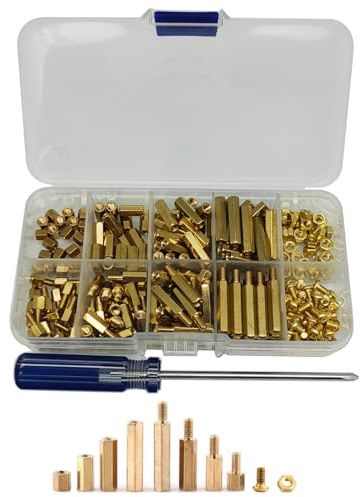 GTIWUNG 240 Stück M3 Messing Männlich Weiblich Sechskantschrauben Mutter Sortiment Kit, M3 Male Female Hex Brass Spacer Standoff Screw Nut Threaded Pillar, Abstandshalter Hex Distanzhülsen PCB Board