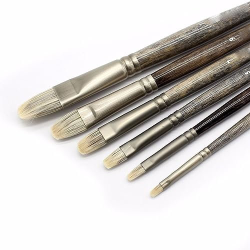 MOKLYF 6 Stück Aquarellpinsel, Holzmaserung, Birke, Künstlerpinsel, Ölgemälde-Pinsel, Acrylpinsel-Set, Künstlerbedarf(