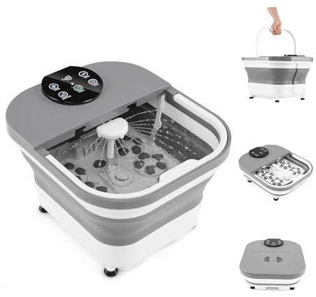 GOPLUS Fußmassagegerät klappbar, Fussbadewanne mit Massage, Fußbad elektrisch - 35-48℃ Temperaturregelung | Dusch- & Heizfunktion | Timer | 30 Massagerollen - Fußbad Massagegerät zur Stresslinderung