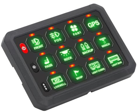 Pannello interruttori BORDSTRACT a 12 gruppi, scatola di controllo del circuito ausiliario in silicone ABS con corrente massima da 12 a 24 VDC 960 W 12 V 1920 W 24 V 80 A