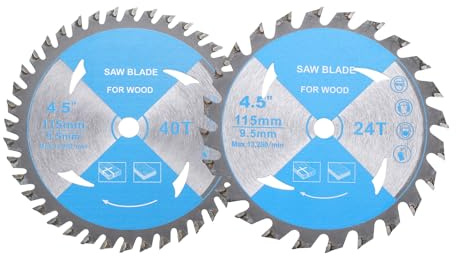 Kozelo 2pcs Circular Saw Blade Set - [4-1/2 Inch x 24/40 Teeth x 3/8 Inch Arbor] Tungsten Carbide Tipped Table Miter Saw Blades for Wood Aluminum Soft Metal Use | Blue Silver Tone