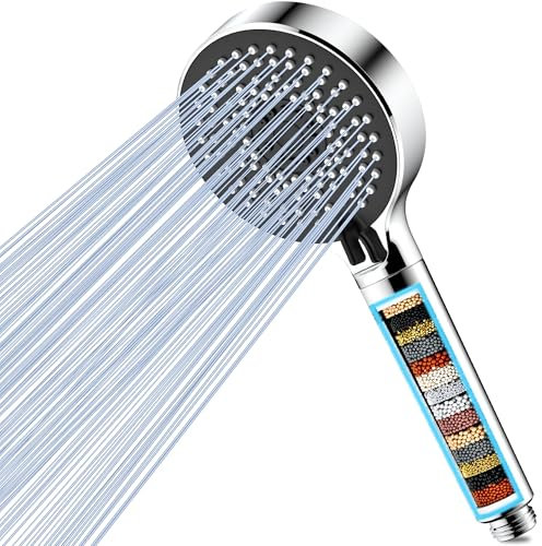 Magichome Duschkopf mit Filter 20 Schichten Duschkopf Wassersparend 5 Strahlarten Hochdruck Handbrause für Hartes Wasser, Rest-Chlor,Bakterien, Schwermetall