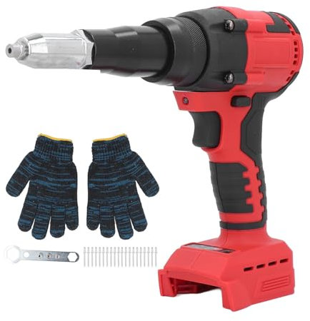 Luocute Pistola Remachadora sin Escobillas, Kit de Remachadora Inalámbrica, Herramienta de Remachado con Batería de 18 V, Pistola Remachadora Automática con Motor de Alta Torsión