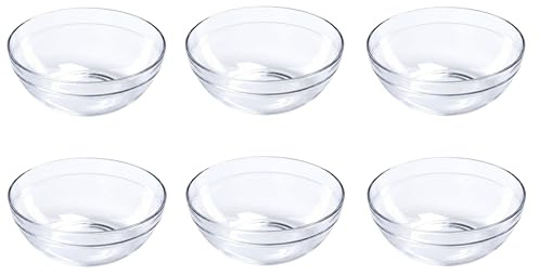 Provance Dipschalen Dessertschalen Schüsseln aus Glas Glasschälchen Tapasschalen (6 Stück, Ø 12 cm) | Vielseitig für Tapas, Desserts & Snacks | Perfekte Servierschalen | Modern & Stapelbar