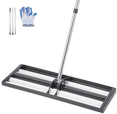VEVOR Lawn Leveling Rake, Lawn Leveler with 83.9 in Adjustable Handle, 30x10 in Ground Plate, Heavy Duty & Rust-Resistant Metal Soil Leveler, Effort Saving Lawn Leveling Tool for Yard Golf Court
