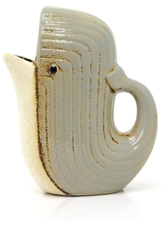 Carousel Home Grey Whale Jug | Ceramic Fish Shaped Jug Large Serving Pitcher for Milk & Water | Decorative Ceramic Vase - 22cm