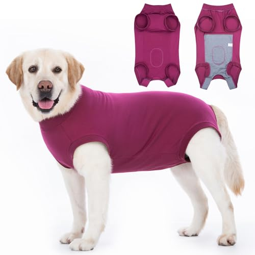 Axcimond Hundbody efter Op Läckageskydd Op Body Hund Kastration Hund Rüde Medicinsk Pet Shirt Hund Endelad sårskyddsoverall för hundar med kardborreband alternativ till kon och halsband röd 2XL