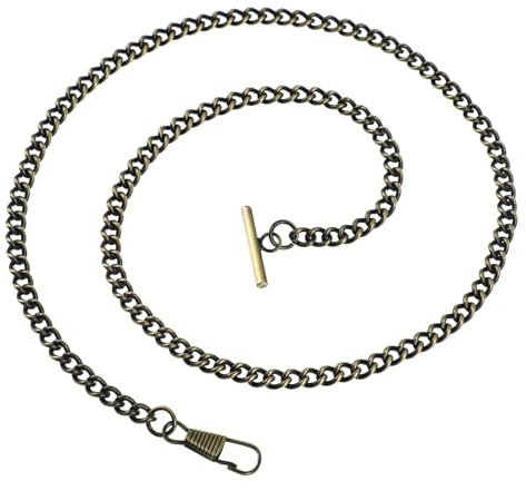 AKOOSY Elegante Kette Taschenuhr aus Metall 65cm Vintage Stil mit T-bar Endstück als Gürteldekoration und Uhrenhalter für Damen und Herren im Retro Design