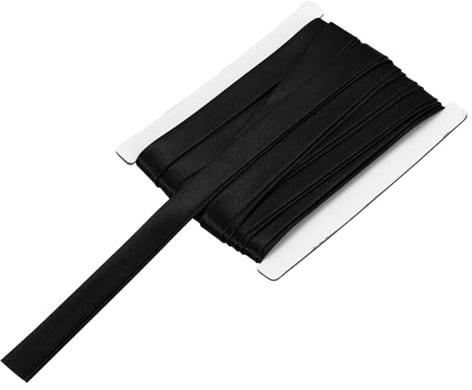 sourcing map Double Fold Bias Tape for Sewing 5/8 Inch x 6 Yards Satin Pre-fold Continuous Binding Tape for Seaming Quilting Hemming Binding DIY Crafts, Black