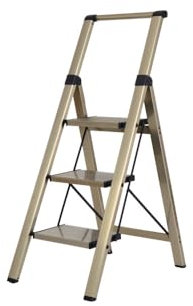 CREVICOSTA QUALITY MARK MARCAS DE CALIDAD - Escalera Dalia - Escalera domestica de Aluminio con Mango. 3 peldaños (Champagne)