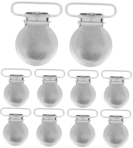 Kisangel 10 Stück Silberne Metall Babyhalterung Clips 25mm Schnullerclips für Beißringe und Spielzeug Leicht zu Reinigen und Sicher für Unterwegs oder Tasche