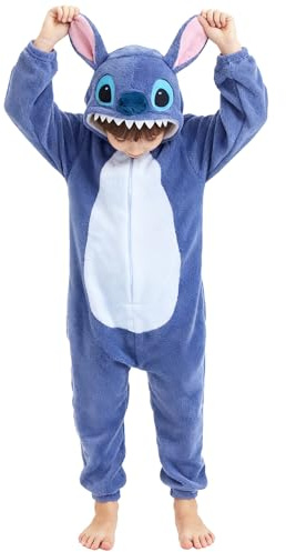 Corespe Cat Costume Kids Halloween Animal Onesie for Girls Boys (Dark Blue, Large(9-10 Years))