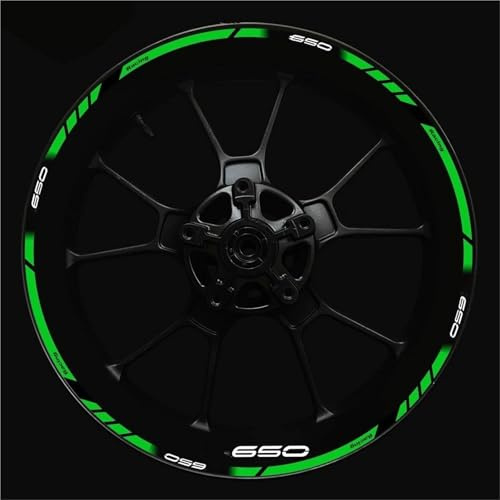 BTWSRX Motorrad-Radaufkleber Für Kawasaki Z650 Z 650 17 Zoll Reflektierende Felgenaufkleber Streifenband V Reflektierend Felgenrandaufkleber(Farbe9)