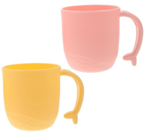 LIFKOME 2 Piezas Vasos de Enjuague Bucal Infantiles con Diseño de de Delfín de Unidades Rosa y Amarillo para Baño y Cepillos de Dientes